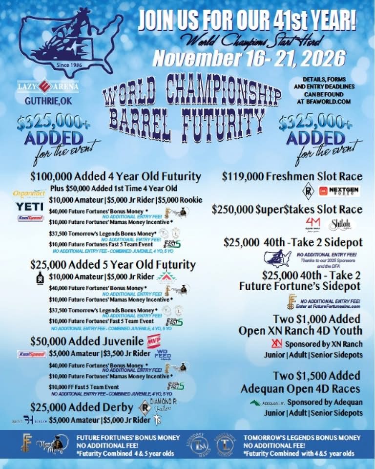 BFA World Championship Barrel Futurity event flyer