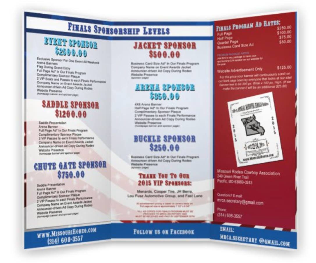 Missouri Rodeo Cowboys Association Finals sponsorship levels panel